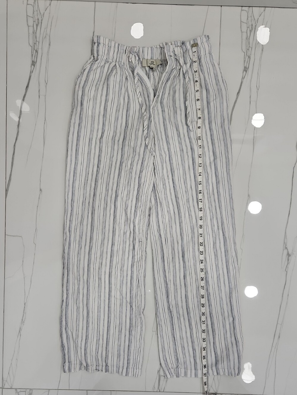Thread & Supply White Top with Navy Pinstripes